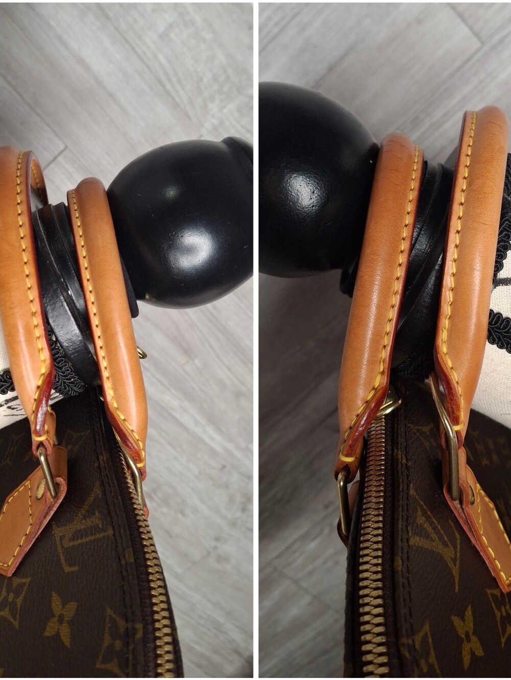 Vintage Louis Vuitton Alma Monogram Satchel with Vachetta Trim and Gold Hardware - Picture 9 of 16